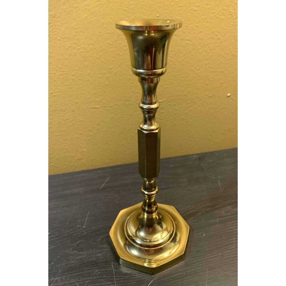 Vintage Brass Candlestick Holder - Made in Hong Kong - 7.5" Tall